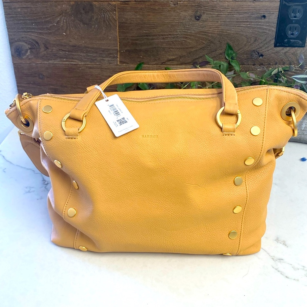 NWT Hammitt Large Daniel Leather Satchel Purse Bag Barley Tan w/ Brushed Gold